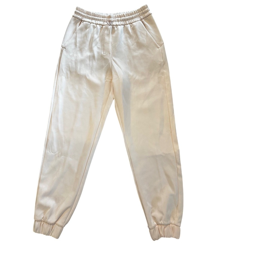 Colorfulkoala Womens Cream High Waisted Joggers Modal Blend Sweatpants Small New